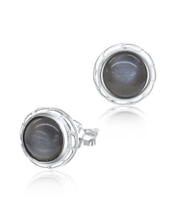 Roundy Grey Moonstone Silver Stud Earring STS-3782